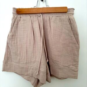 Khaki Tan Colored Pink Lily Cotton Shorts